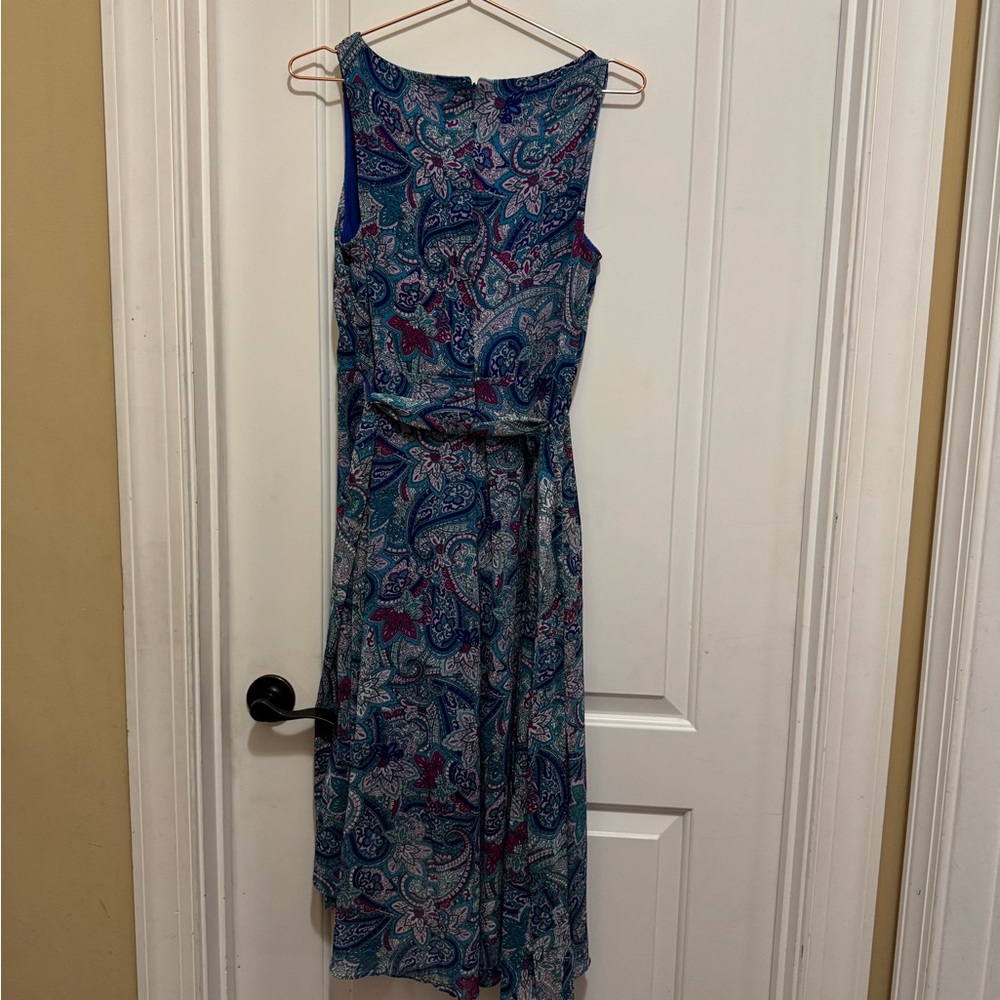 Chaps Blue Ruched Asymmetrical Sundress - Picture 4 of 4